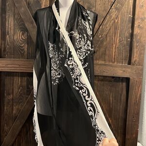 Coldwater Creek Black and White Sheer Sleeveless Tunic Kimono